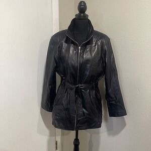Wilson's Leather Pelle Studio Black Leather Coat Size L
